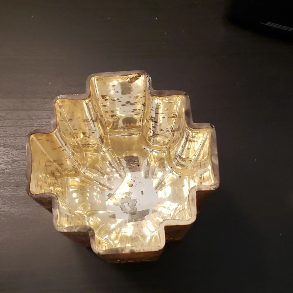 West Elm Prism Mercury Glass Hurricane Pillar Candle Holder small